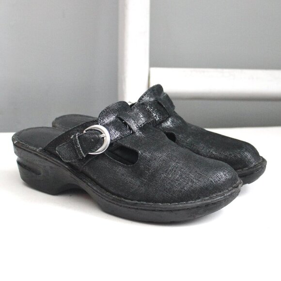 Born Concept Shoes - Born Concept Womens Black Platform Buckle Slip-On Mules Size 8